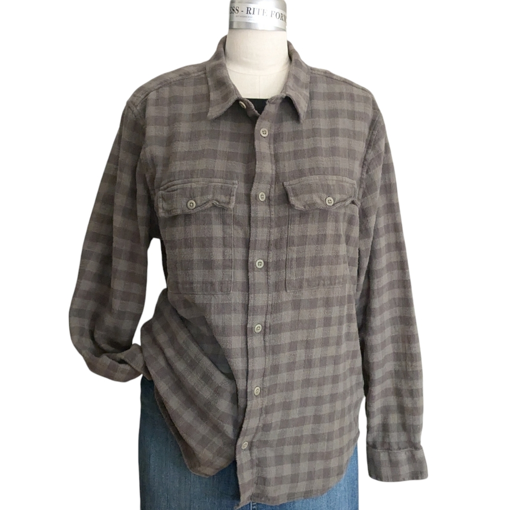 Madewell Slub Flannel Plaid Perfect Fit Shirt Size Large